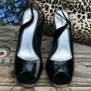 Bebe black slingback cork heel size 10B